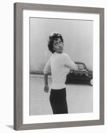 Actress Sophia Loren Displaying a Wide Range of Emotions-Loomis Dean-Framed Premium Photographic Print