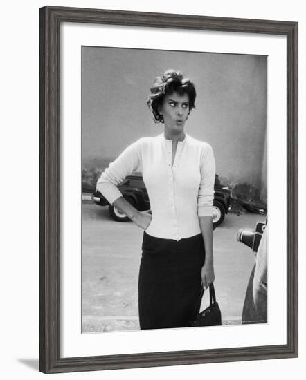 Actress Sophia Loren Displaying a Wide Range of Emotions-Loomis Dean-Framed Premium Photographic Print