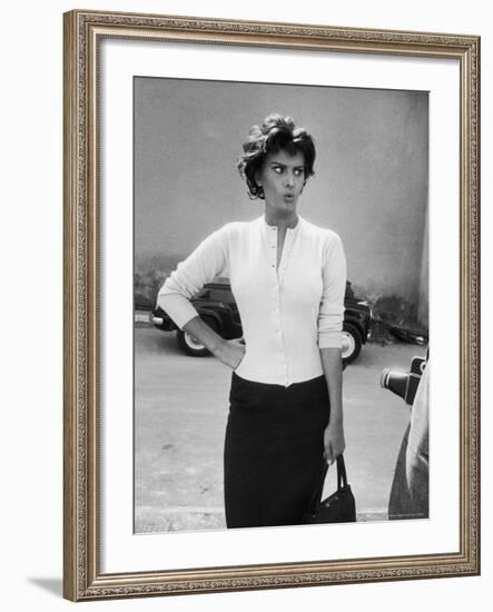 Actress Sophia Loren Displaying a Wide Range of Emotions-Loomis Dean-Framed Premium Photographic Print