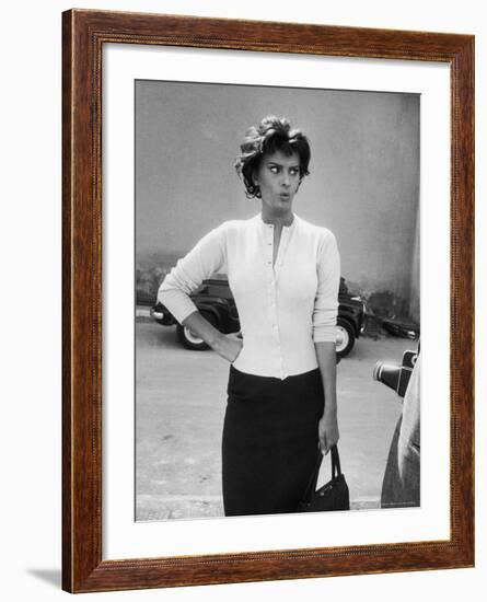 Actress Sophia Loren Displaying a Wide Range of Emotions-Loomis Dean-Framed Premium Photographic Print