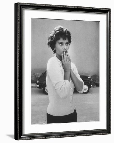 Actress Sophia Loren Displaying a Wide Range of Emotions-Loomis Dean-Framed Premium Photographic Print