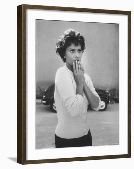 Actress Sophia Loren Displaying a Wide Range of Emotions-Loomis Dean-Framed Premium Photographic Print