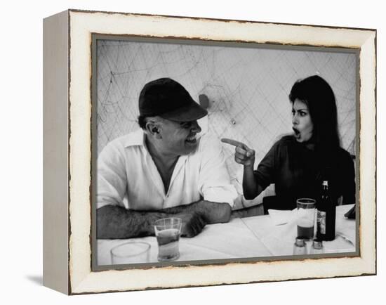Actress Sophia Loren Humorously Berating Husband, Carlo Ponti, While Dining in Restaurant-Alfred Eisenstaedt-Framed Premier Image Canvas