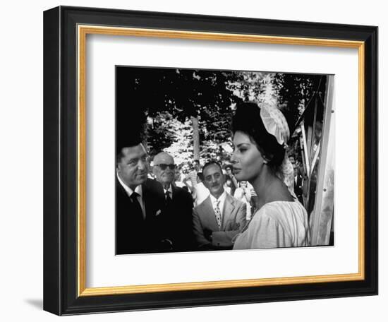 Actress Sophia Loren in Costume Between Takes During Location Filming of "Madame Sans Gene"-Alfred Eisenstaedt-Framed Photographic Print