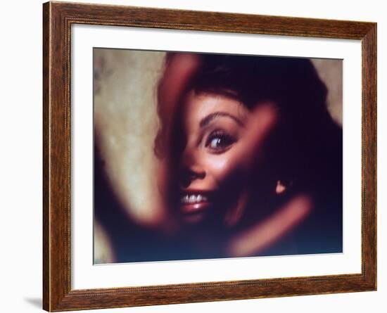 Actress Sophia Loren, on Location for Motion Picture "Lady L," Fending Off Photographer-Gjon Mili-Framed Premium Photographic Print