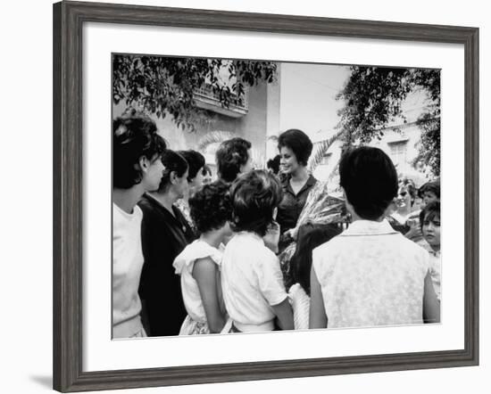 Actress Sophia Loren Speaking with Fans During Location Filming of "Madame Sans Gene"-Alfred Eisenstaedt-Framed Premium Photographic Print