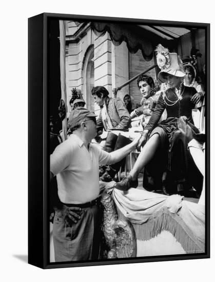 Actress Sophia Loren Speaks to Husband, Film Producer Carlo Ponti on Set of "Madame Sans Gene"-Alfred Eisenstaedt-Framed Premier Image Canvas