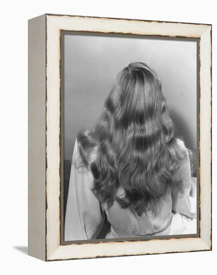 Actress Veronica Lake Posing with Her Glorious, Wavy Honey Blond Hair Cascading over Her Shoulders-Bob Landry-Framed Premier Image Canvas