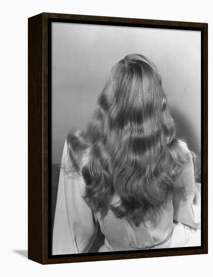 Actress Veronica Lake Posing with Her Glorious, Wavy Honey Blond Hair Cascading over Her Shoulders-Bob Landry-Framed Premier Image Canvas