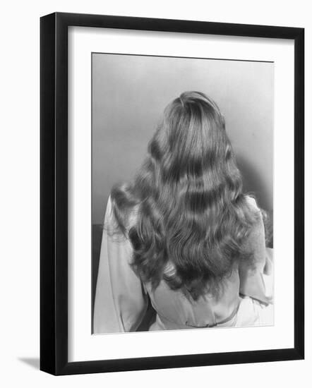 Actress Veronica Lake Posing with Her Glorious, Wavy Honey Blond Hair Cascading over Her Shoulders-Bob Landry-Framed Premium Photographic Print