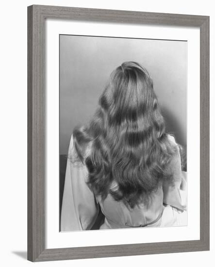 Actress Veronica Lake Posing with Her Glorious, Wavy Honey Blond Hair Cascading over Her Shoulders-Bob Landry-Framed Premium Photographic Print