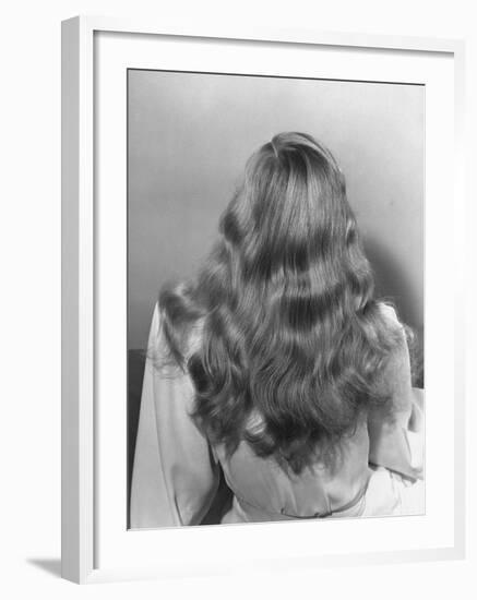 Actress Veronica Lake Posing with Her Glorious, Wavy Honey Blond Hair Cascading over Her Shoulders-Bob Landry-Framed Premium Photographic Print