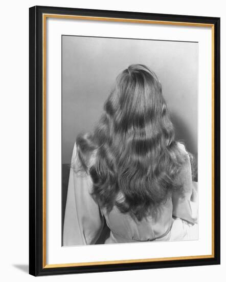 Actress Veronica Lake Posing with Her Glorious, Wavy Honey Blond Hair Cascading over Her Shoulders-Bob Landry-Framed Premium Photographic Print