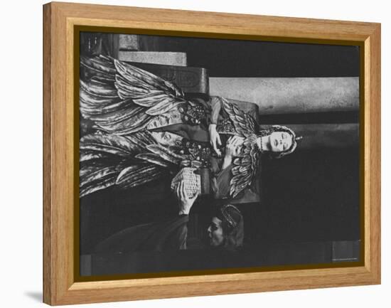 Actress Vivien Leigh as Queen Cleopatra, on Her Throne in Stately Robes in "Caesar and Cleopatra"-Cornell Capa-Framed Premier Image Canvas