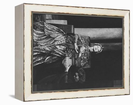 Actress Vivien Leigh as Queen Cleopatra, on Her Throne in Stately Robes in "Caesar and Cleopatra"-Cornell Capa-Framed Premier Image Canvas
