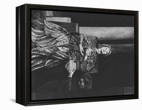 Actress Vivien Leigh as Queen Cleopatra, on Her Throne in Stately Robes in "Caesar and Cleopatra"-Cornell Capa-Framed Premier Image Canvas