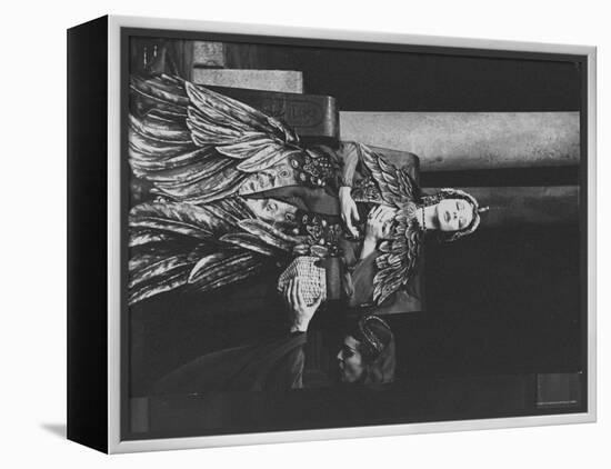 Actress Vivien Leigh as Queen Cleopatra, on Her Throne in Stately Robes in "Caesar and Cleopatra"-Cornell Capa-Framed Premier Image Canvas