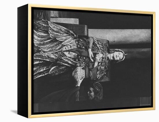 Actress Vivien Leigh as Queen Cleopatra, on Her Throne in Stately Robes in "Caesar and Cleopatra"-Cornell Capa-Framed Premier Image Canvas