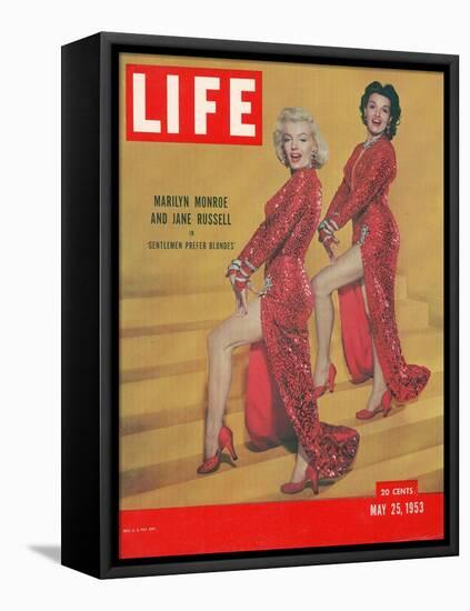 Actresses Marilyn Monroe and Jane Russell in Scene from "Gentlemen Prefer Blondes", May 25, 1953-Ed Clark-Framed Premier Image Canvas