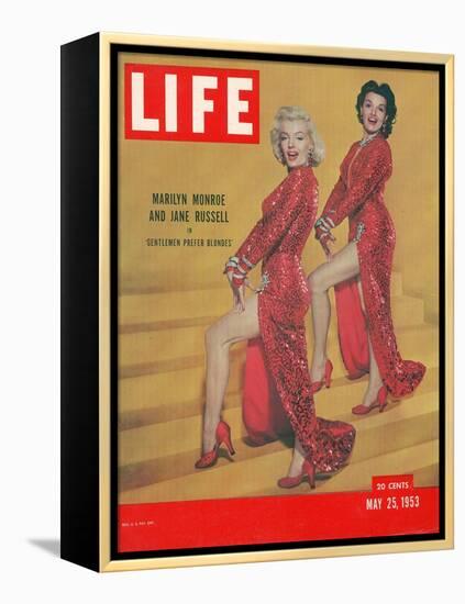 Actresses Marilyn Monroe and Jane Russell in Scene from "Gentlemen Prefer Blondes", May 25, 1953-Ed Clark-Framed Premier Image Canvas