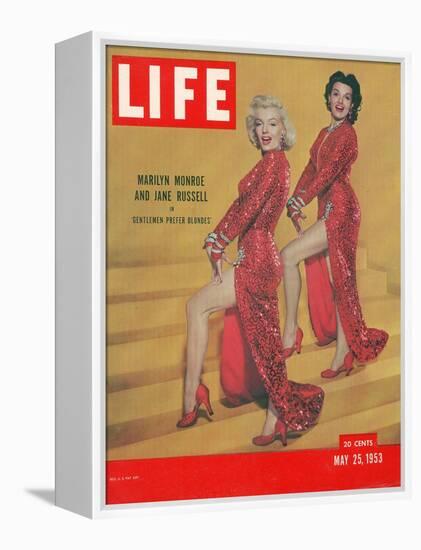 Actresses Marilyn Monroe and Jane Russell in Scene from "Gentlemen Prefer Blondes", May 25, 1953-Ed Clark-Framed Premier Image Canvas