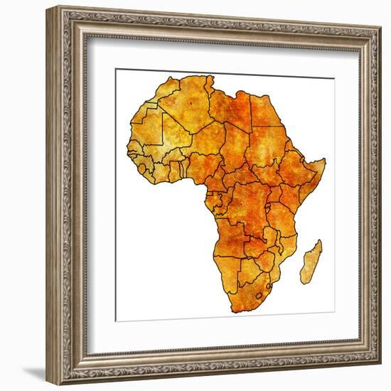 Actual Map of Africa-michal812-Framed Art Print