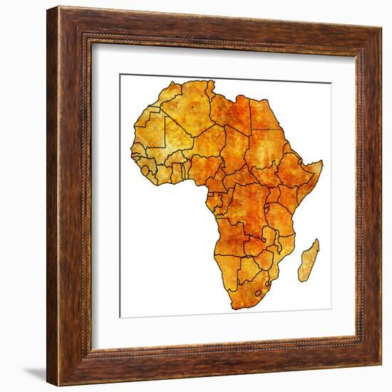 Actual Map of Africa-michal812-Framed Art Print
