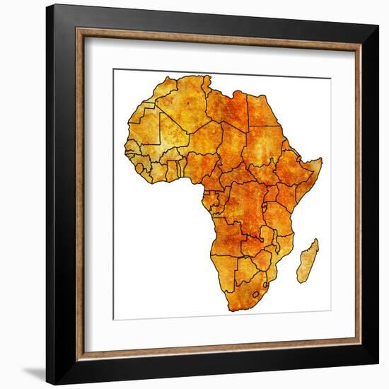 Actual Map of Africa-michal812-Framed Art Print