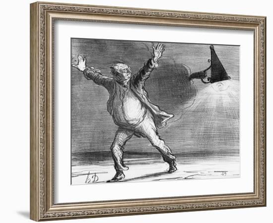 Actualites, the Comet from Monsieur Babinet Shuts Down the Sun, Le Charivari, 1857-Honore Daumier-Framed Giclee Print