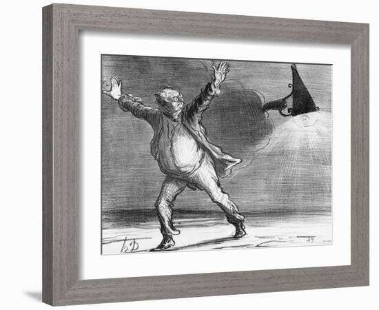 Actualites, the Comet from Monsieur Babinet Shuts Down the Sun, Le Charivari, 1857-Honore Daumier-Framed Giclee Print