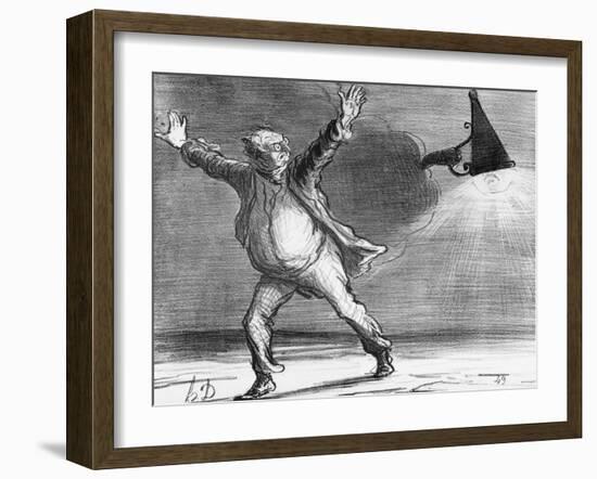 Actualites, the Comet from Monsieur Babinet Shuts Down the Sun, Le Charivari, 1857-Honore Daumier-Framed Giclee Print