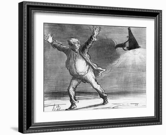 Actualites, the Comet from Monsieur Babinet Shuts Down the Sun, Le Charivari, 1857-Honore Daumier-Framed Giclee Print