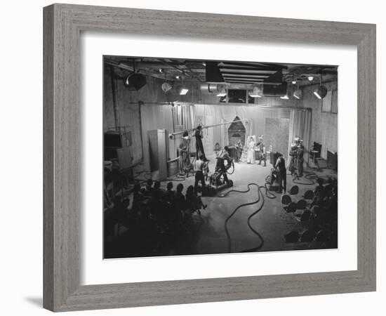 Acutual Program as Seen in Studio and over Television Set in Ge Studios, as it Is Being Monitored-Andreas Feininger-Framed Photographic Print