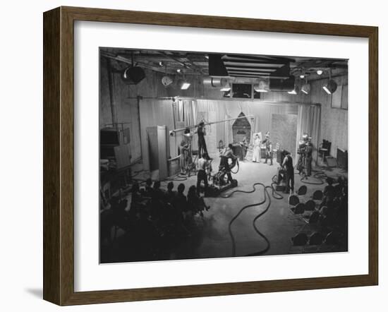 Acutual Program as Seen in Studio and over Television Set in Ge Studios, as it Is Being Monitored-Andreas Feininger-Framed Photographic Print