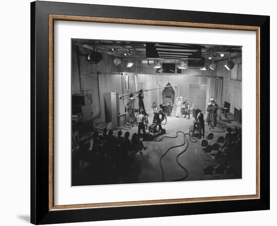 Acutual Program as Seen in Studio and over Television Set in Ge Studios, as it Is Being Monitored-Andreas Feininger-Framed Photographic Print