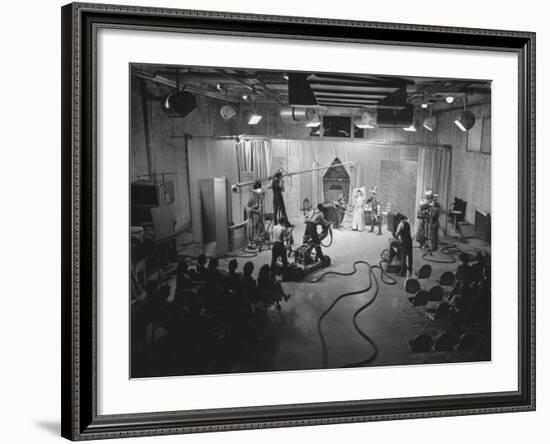 Acutual Program as Seen in Studio and over Television Set in Ge Studios, as it Is Being Monitored-Andreas Feininger-Framed Photographic Print