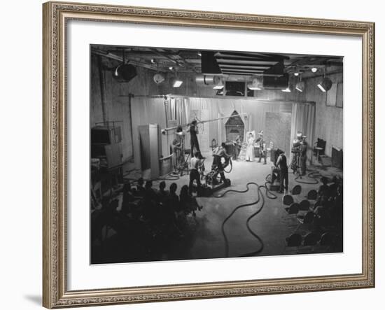 Acutual Program as Seen in Studio and over Television Set in Ge Studios, as it Is Being Monitored-Andreas Feininger-Framed Photographic Print