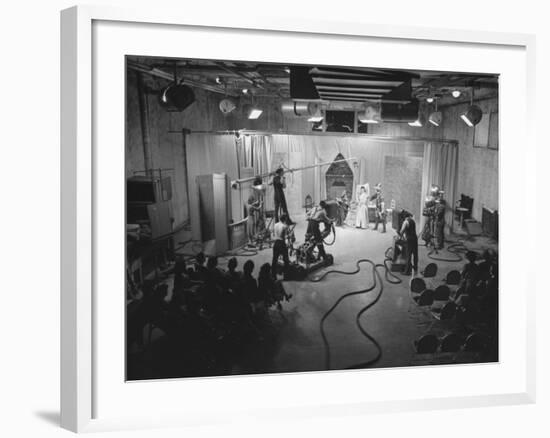 Acutual Program as Seen in Studio and over Television Set in Ge Studios, as it Is Being Monitored-Andreas Feininger-Framed Photographic Print