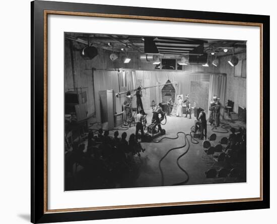 Acutual Program as Seen in Studio and over Television Set in Ge Studios, as it Is Being Monitored-Andreas Feininger-Framed Photographic Print