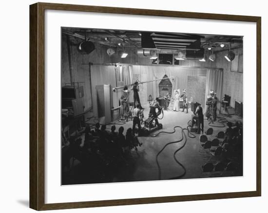 Acutual Program as Seen in Studio and over Television Set in Ge Studios, as it Is Being Monitored-Andreas Feininger-Framed Photographic Print