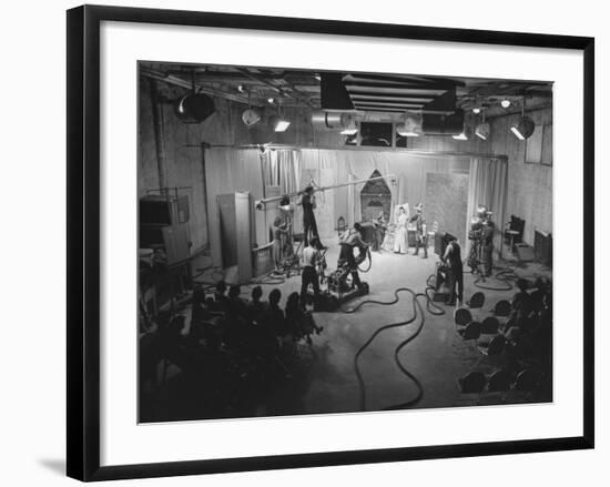 Acutual Program as Seen in Studio and over Television Set in Ge Studios, as it Is Being Monitored-Andreas Feininger-Framed Photographic Print