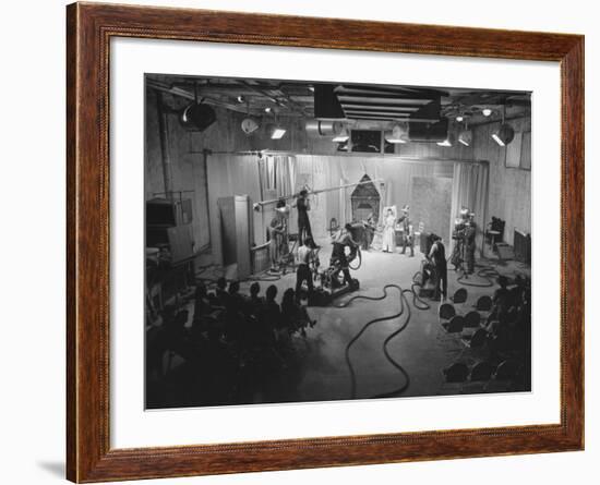 Acutual Program as Seen in Studio and over Television Set in Ge Studios, as it Is Being Monitored-Andreas Feininger-Framed Photographic Print