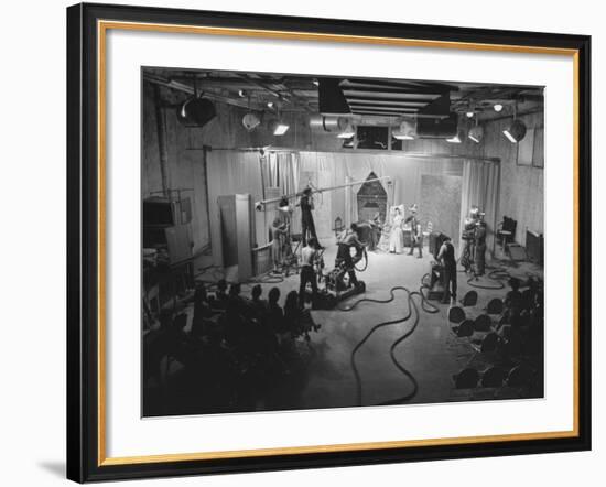 Acutual Program as Seen in Studio and over Television Set in Ge Studios, as it Is Being Monitored-Andreas Feininger-Framed Photographic Print