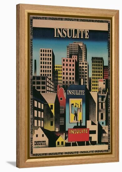 Ad for Insulite Insulation, City Scape-null-Framed Premier Image Canvas