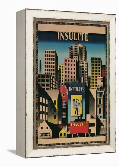 Ad for Insulite Insulation, City Scape-null-Framed Premier Image Canvas