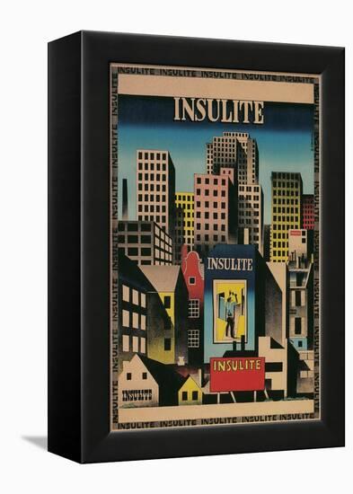 Ad for Insulite Insulation, City Scape-null-Framed Premier Image Canvas