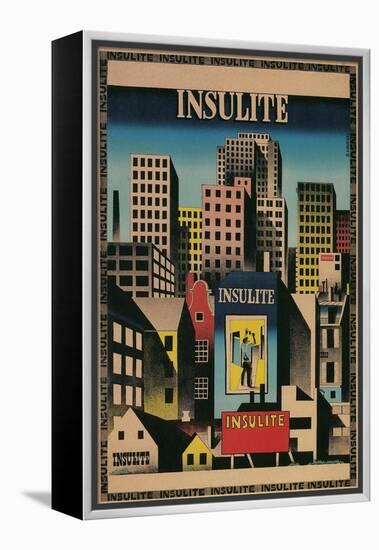 Ad for Insulite Insulation, City Scape-null-Framed Premier Image Canvas