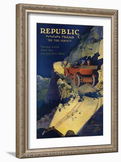 Ad for Republic Automobile Tires, Republic Rubber Co., Youngstown, Ohio, c.1908-null-Framed Giclee Print