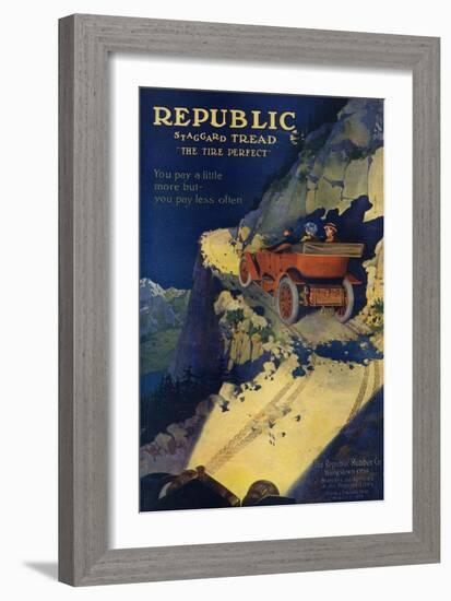 Ad for Republic Automobile Tires, Republic Rubber Co., Youngstown, Ohio, c.1908-null-Framed Giclee Print