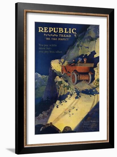 Ad for Republic Automobile Tires, Republic Rubber Co., Youngstown, Ohio, c.1908-null-Framed Giclee Print